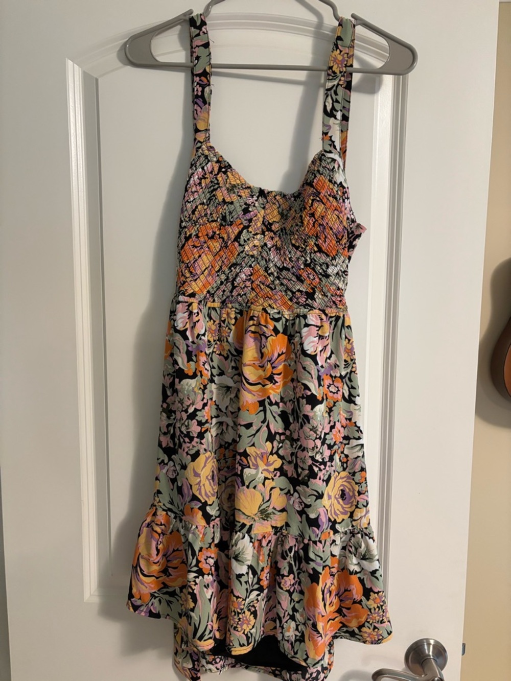 Lulu’s Multicolored Floral Smocked Sundress with Ruffle Hem